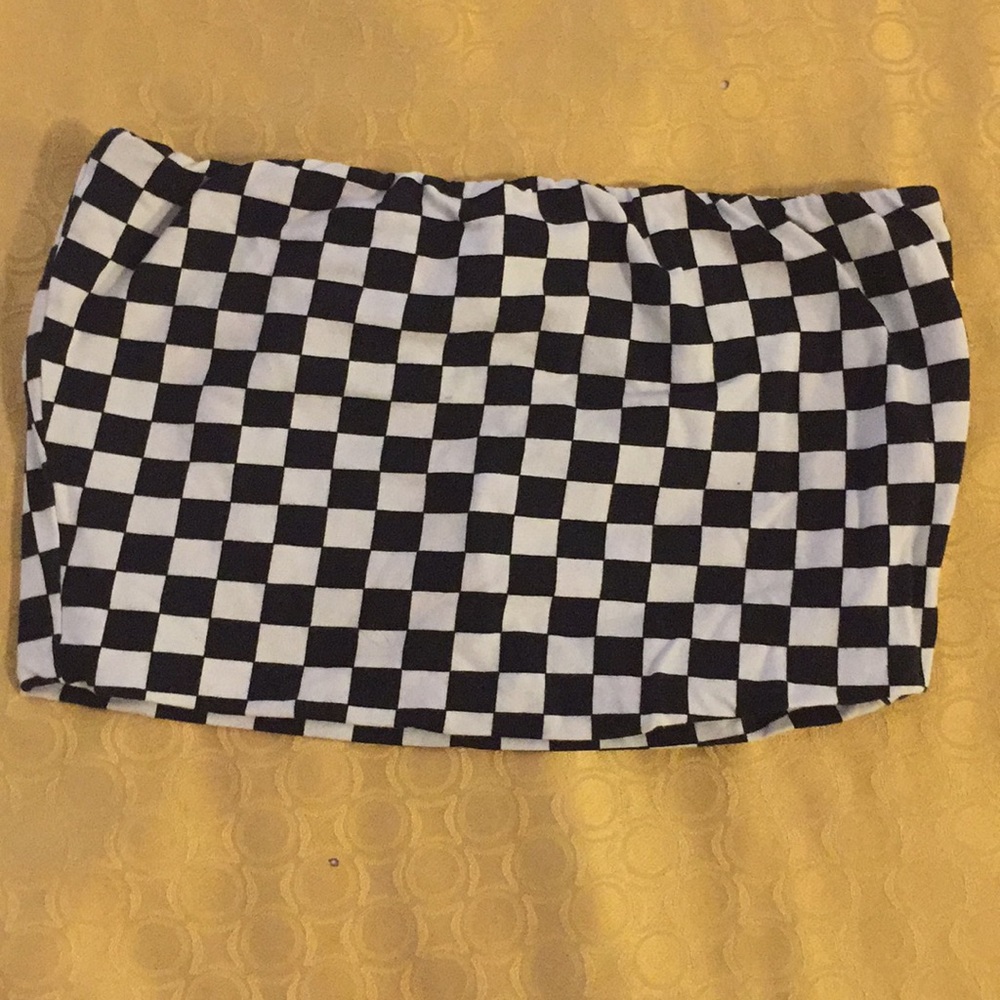 Checkered bandeau top
